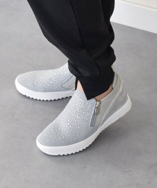 Bridget Birkin 【Round About】ラインストーンインヒールスニーカー ライトグレーコンビ