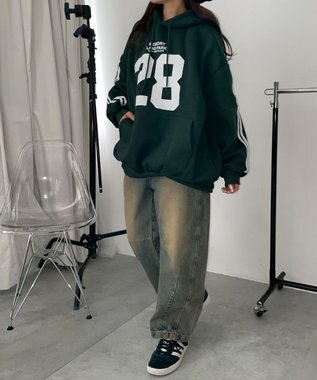 WEGO サイドラインナンバリングパーカー グリーン