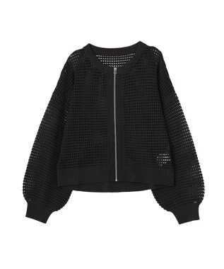 AMERICAN HOLIC 【先行予約】ジップアップメッシュニットカーディガン【WEB限定カラー有り】 Black