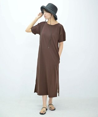 TOQUE 25SS新作〈大草直子さんアドバイザー〉スーピマコットン半袖ロングワンピース ブラウン