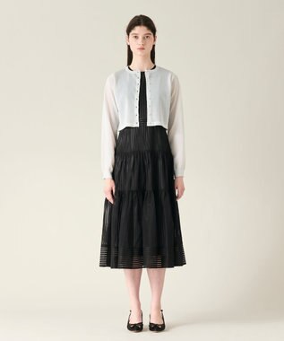 GRACE CONTINENTAL ラメシアーショートニットカーディガン シルバー