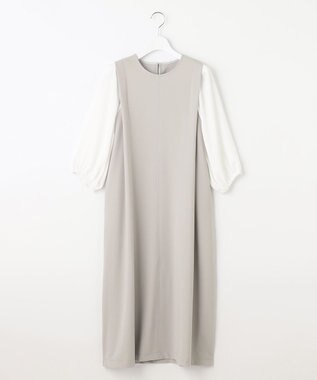 Feroux 【洗える】ジョーゼットコンビポンチ ワンピース アイスグレー系
