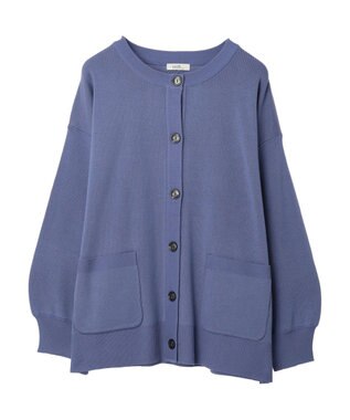 earth music&ecology クルーネックミドル丈カーディガン Blue