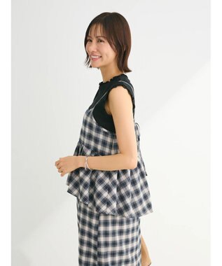 Green Parks チェックペプラムキャミワンピース Light Beige