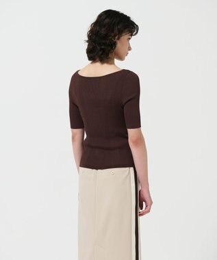GRACE CONTINENTAL リブカシュクールニットトップ ブラウン