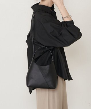 russet スムースレザー2WAYミニトートバッグ(CE-1676) Black