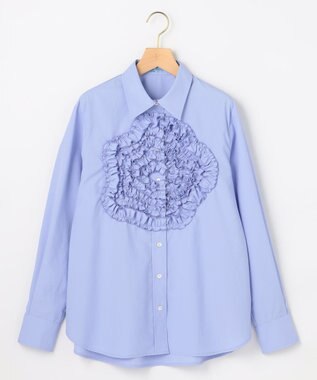 組曲 S 【組曲×setsuko sagittaire】フラワーフリルシャーティング ブラウス ベビーブルー系