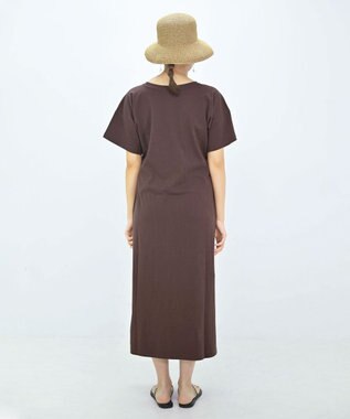 TOQUE 25SS新作〈大草直子さんアドバイザー〉スーピマコットン半袖ロングワンピース ブラウン