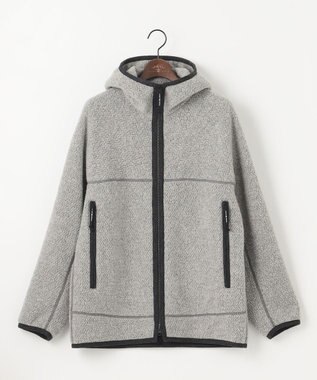 JOSEPH ABBOUD MOUNTAIN 【軽量/リサイクルウール使用】ヘリンボンウールフリース フーディ ライトグレー系