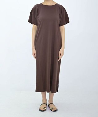 TOQUE 25SS新作〈大草直子さんアドバイザー〉スーピマコットン半袖ロングワンピース ブラウン