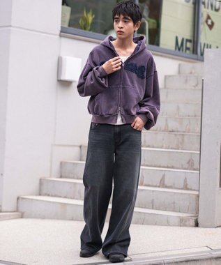 WEGO 【ウエスト調整可/SMLサイズ展開】ローライズカバーフィットフレアデニムパンツ デニムブラックソノタ