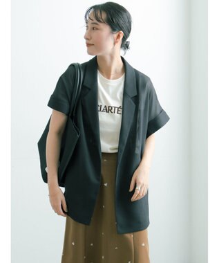 Te chichi 【イージーケア/マシンウォッシャブル】メッシュフレンチスリーブジャケット