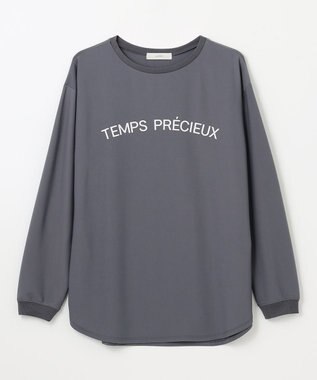 ANY ジョーゼットロゴプリントTシャツ チャコール