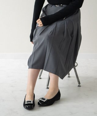 Bridget Birkin ＜3E＞【Bridget Birkin Walk】キルティングビジューリボンウォーキングパンプス ブラックスウェード