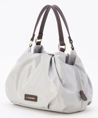 LA BAGAGERIE ソフトエナメル2WAYハンドバッグ Sサイズ ライトグレー