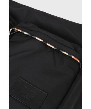 DAKS ナイロン×牛革 ハウスチェックディテール フラップショルダーバッグ ブラック