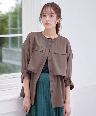 Tiaclasse 【洗える】ドロストレイヤーブルゾン ブラウン