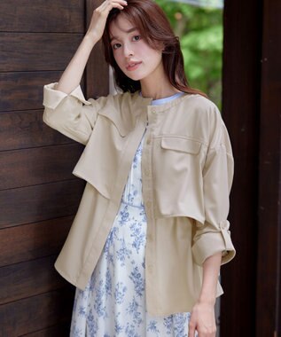 Tiaclasse 【洗える】ドロストレイヤーブルゾン ライトベージュ