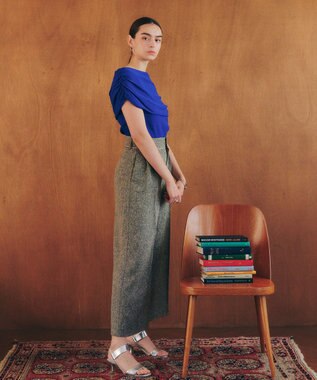 YECCA VECCA シャーリングオフショルニット Blue