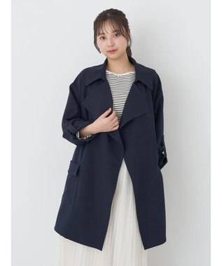 earth music&ecology ニュアンスビッグカラーコート Navy