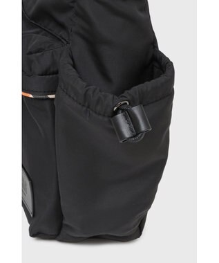 DAKS ナイロン×牛革 ハウスチェックディテール フラップショルダーバッグ ブラック