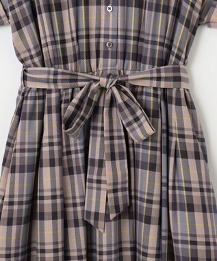 組曲 【リボンタイ付き】シアーツイルチェック ワンピース パープル系3