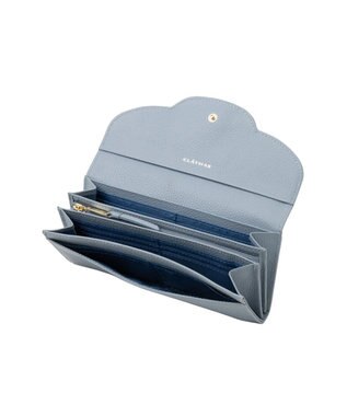 CLATHAS ペルル かぶせ長財布 ブルー