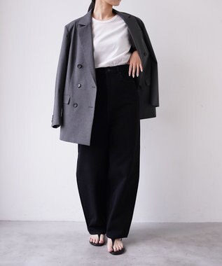 woadblue 石岡真実さん着用 サルエルブレットデニムパンツ ブラック BLACK