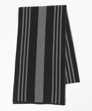 JOSEPH ABBOUD 【チクチクしない】リバーシブルSNOWYストライプマフラー ブラック系2
