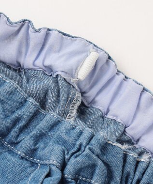 ANY KIDS スカラップ×刺繍デニムパンツ ブルー