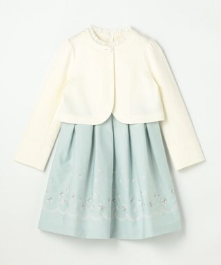 組曲 KIDS 【110-140㎝】 フラワーアーチワンピース＆ボレロジャケットセット ミントグリーン