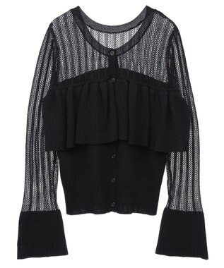 Green Parks ２ＷＡＹ　ラッフル切替ニットトップス Black