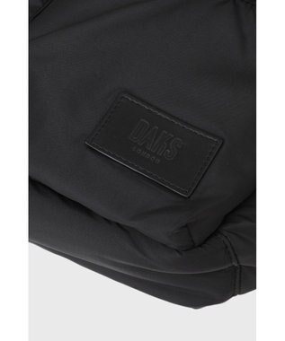 DAKS ナイロン×牛革 ハウスチェックディテール フラップショルダーバッグ ブラック