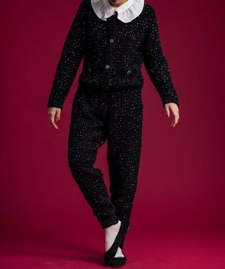 組曲 【組曲×setsuko sagittaire】ツィードニットタックパンツ ブラック系