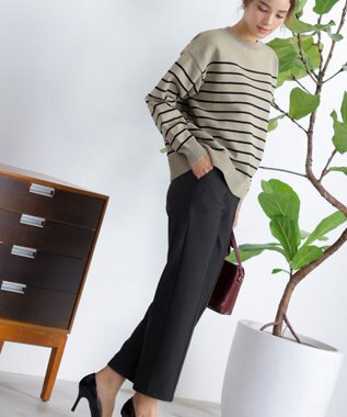 Tiaclasse 【日本製・洗える】すふれ起毛ワイドパンツ ブラック