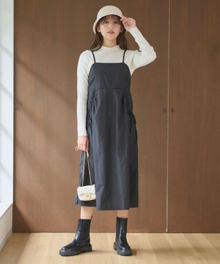 Feroux 【洗える】ニットセット キャミソールワンピース ブラック系