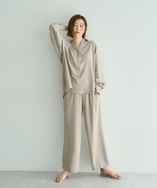 YECCA VECCA 【2点SET】スキッパーデザインセットアップ Gray Beige