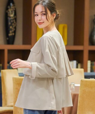 Tiaclasse 【洗える】ドロストレイヤーブルゾン ライトベージュ