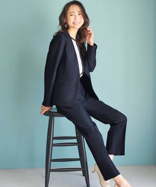 ANY SIS 【洗える】褒めらレディテーパード パンツ ネイビー