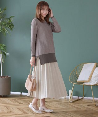 Tiaclasse 【新色追加】スエードポンチプリーツスカート アイボリー