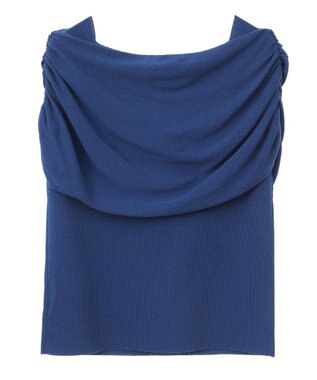 YECCA VECCA シャーリングオフショルニット Blue