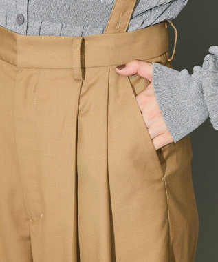 Green Parks サスペンダー付タックパンツ Beige