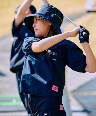 PW CIRCULUS 【WOMEN】ギャザリングシャツ  ゴルフウェア レディース ブラック系