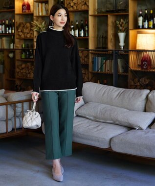 Tiaclasse 【日本製・洗える】すふれ起毛ワイドパンツ グリーン