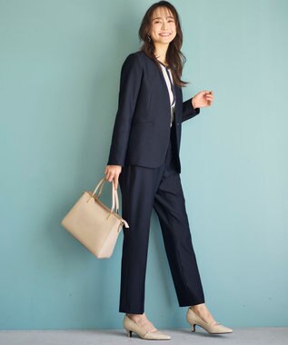 ANY SIS 【洗える】褒めらレディテーパード パンツ ネイビー