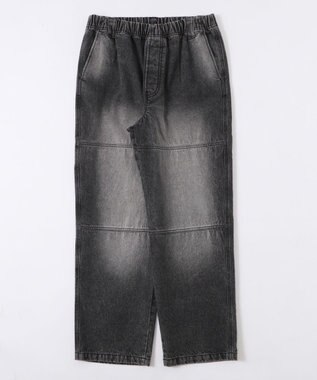 WEGO 【ウエストゴム/MLサイズ展開】ージーダブルニーパンツ デニムブラックソノタ