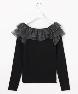 Feroux 襟フリル ニット ブラック系