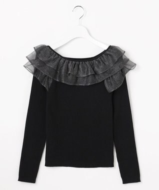 Feroux 襟フリル ニット ブラック系