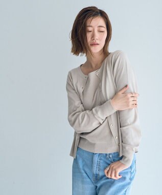 YECCA VECCA ラメ混クルーネックカーディガン Light Beige