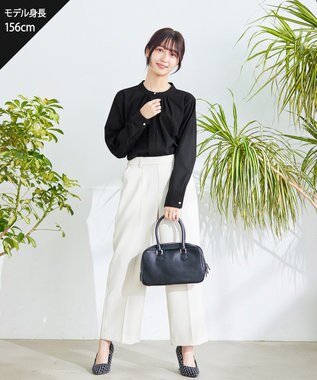 Tiaclasse L 【新色追加・洗える】センタープレスワイドパンツ アイボリー